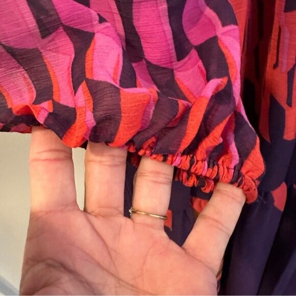 Maison Tara Retro Floral Mixed Print Long Sleeve Maxi Dress Size 10 - Picture 9 of 14